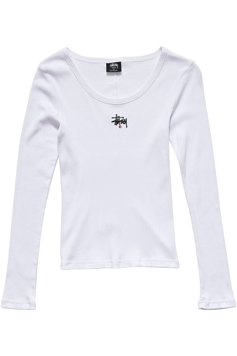 White Women\'s Stussy Graffiti Rib LS Sweatshirts | AU0000924