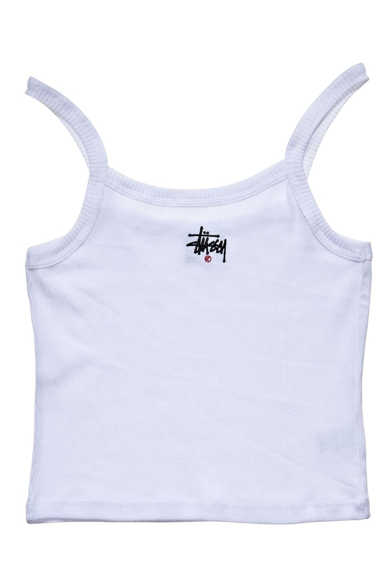 White Women\'s Stussy Graffiti Rib Singlets | AU0000718