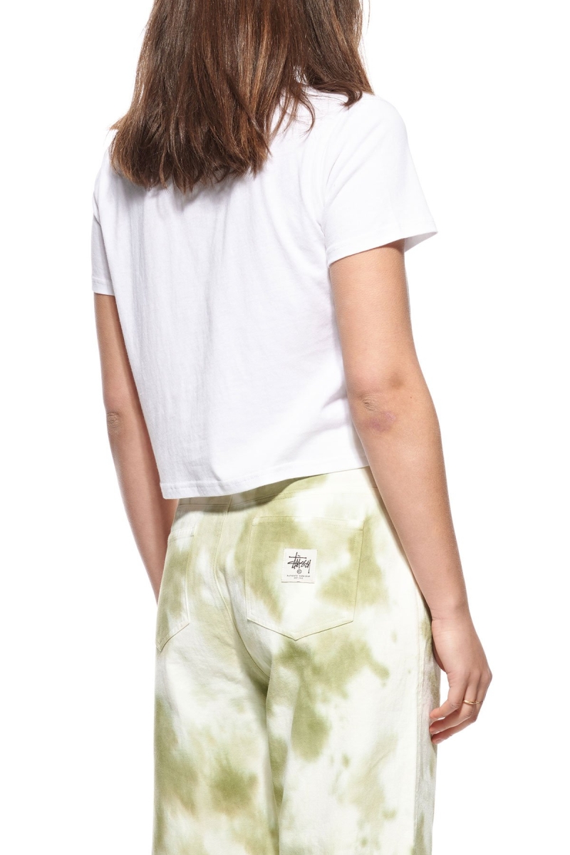 White Women's Stussy Graffiti Slim T Shirts | AU0000191