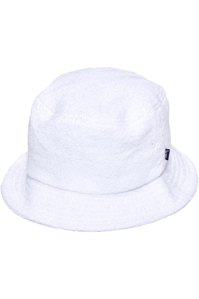 White Women's Stussy Graffiti Terry Bucket Hats | AU0000467