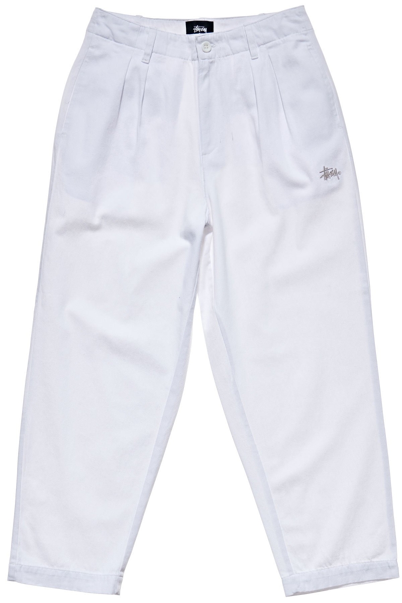 White Women\'s Stussy Harlan Cropped Pleat Pants | AU0000558