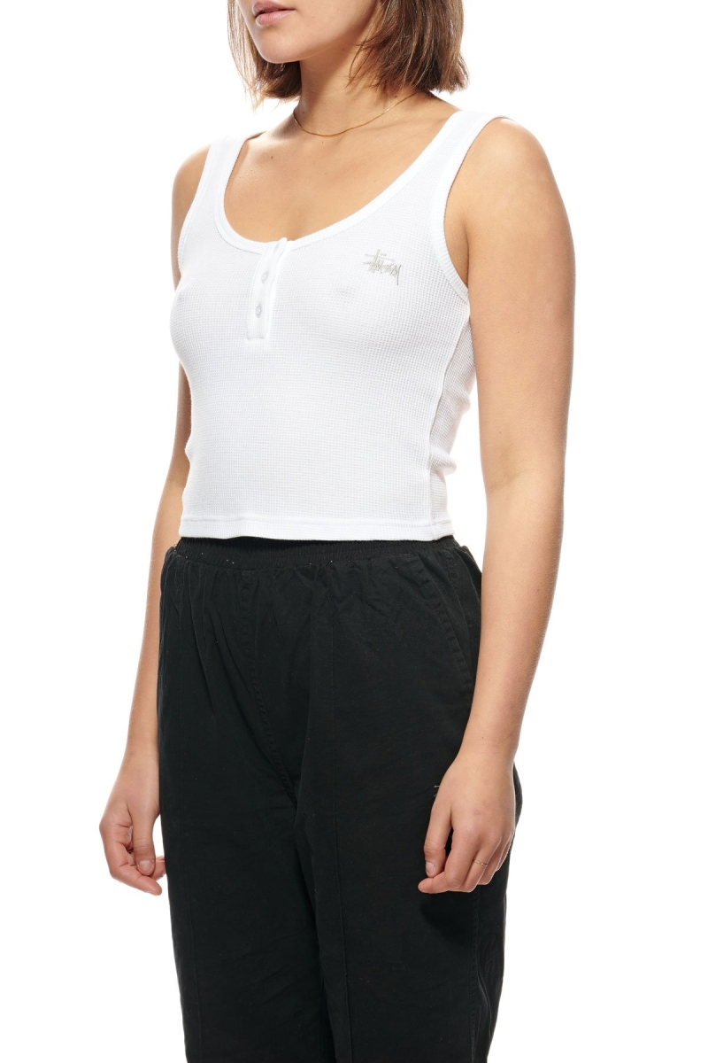 White Women's Stussy Hunt Waffle Singlets | AU0000719