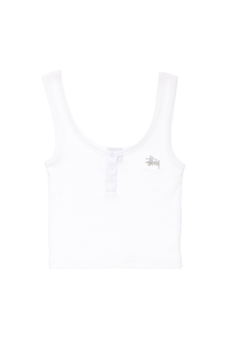 White Women\'s Stussy Hunt Waffle Singlets | AU0000719