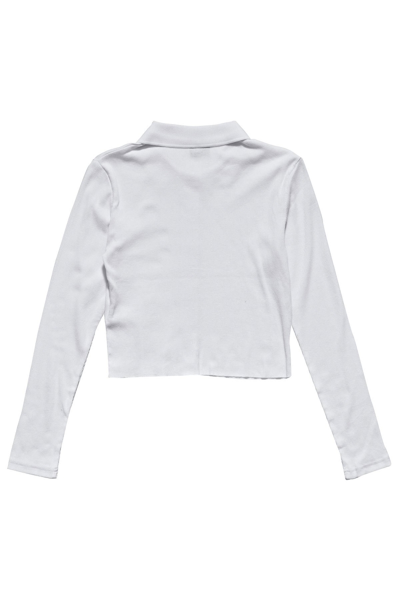 White Women's Stussy Markham Rib LS Shirts | AU0000321