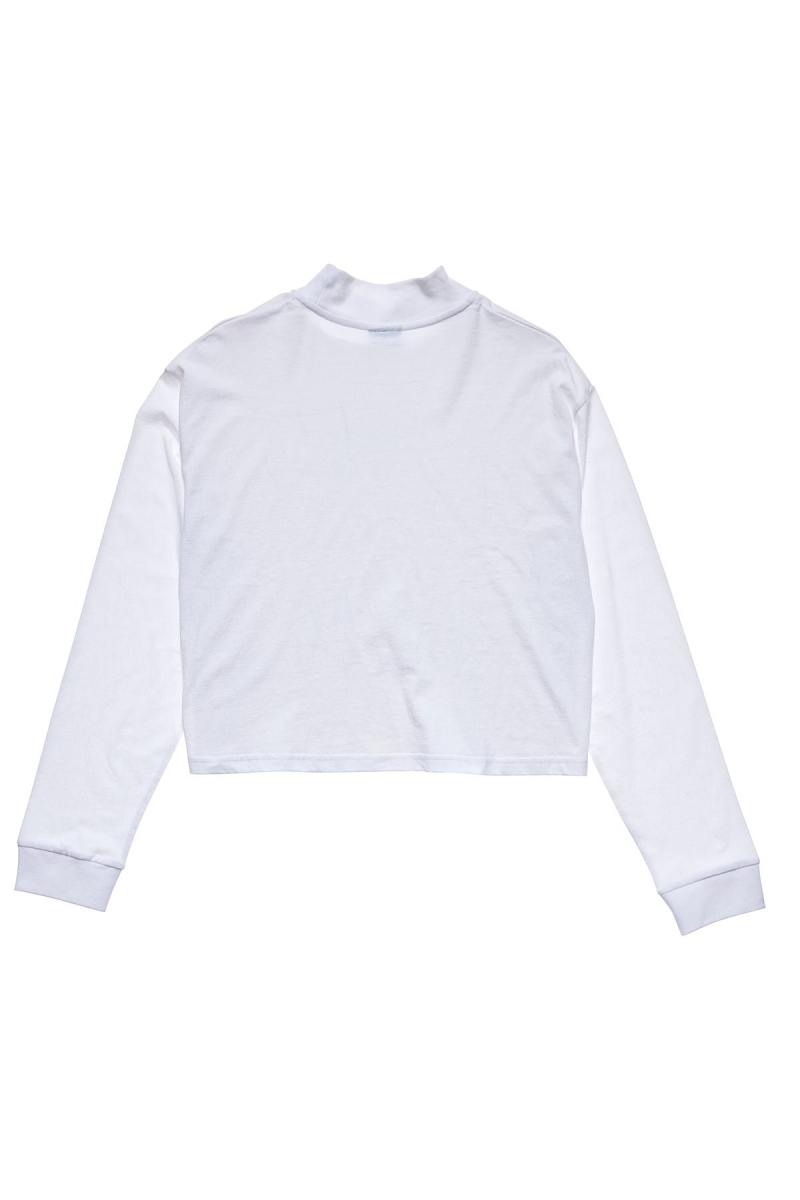 White Women's Stussy Maui Mock Neck LS Sweatshirts | AU0000939