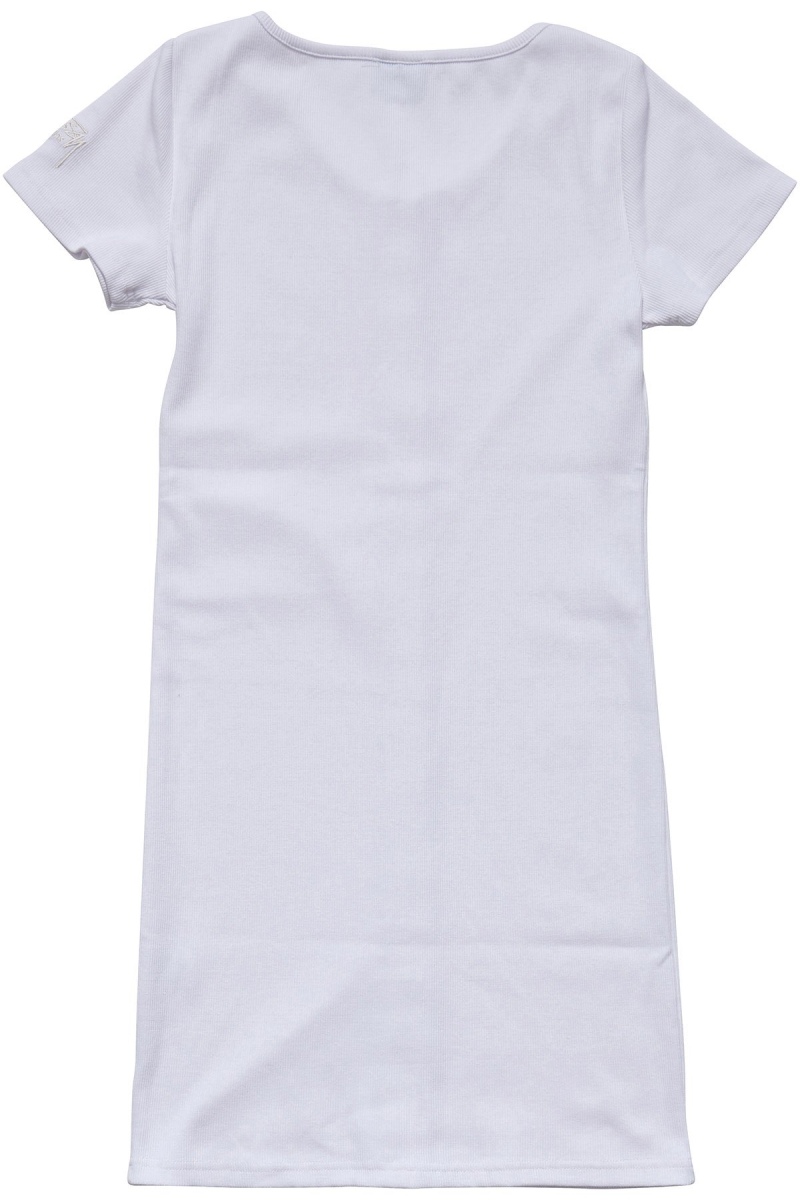 White Women's Stussy Mission Rib Tee Dress | AU0000517