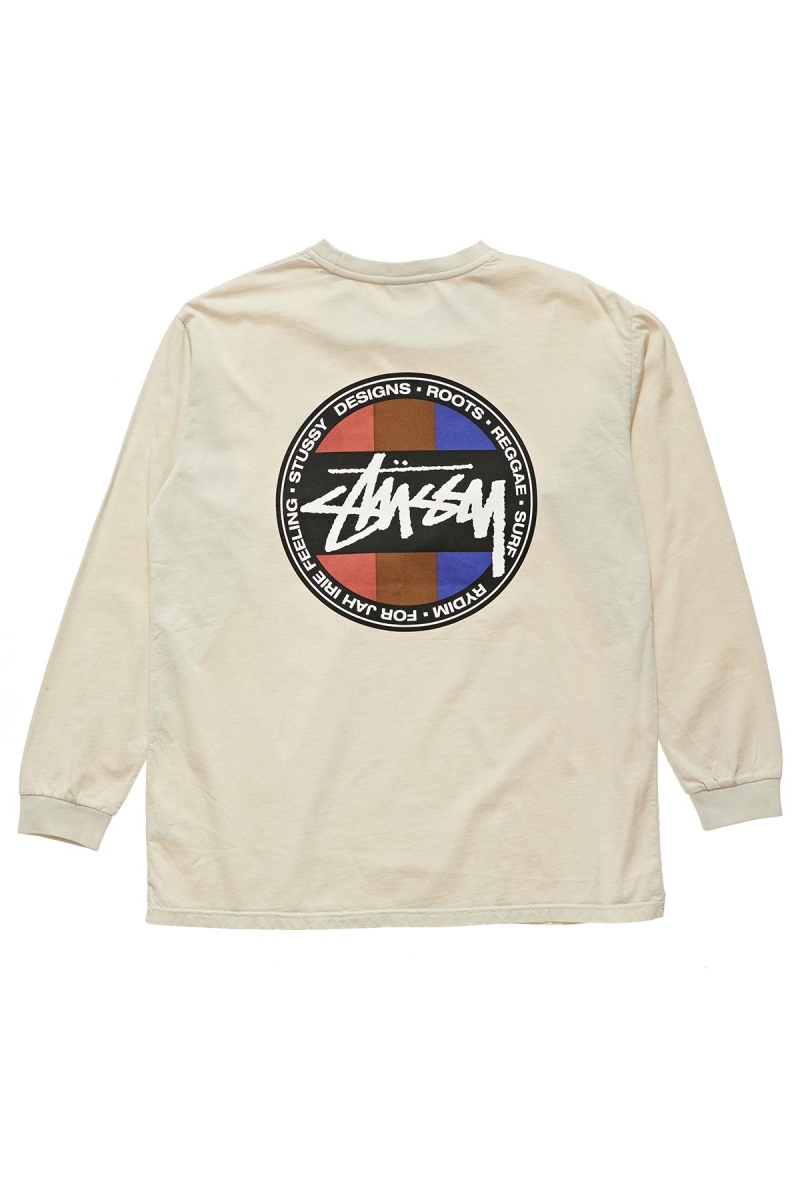 White Women's Stussy Roots Pigment LS Sweatshirts | AU0000952