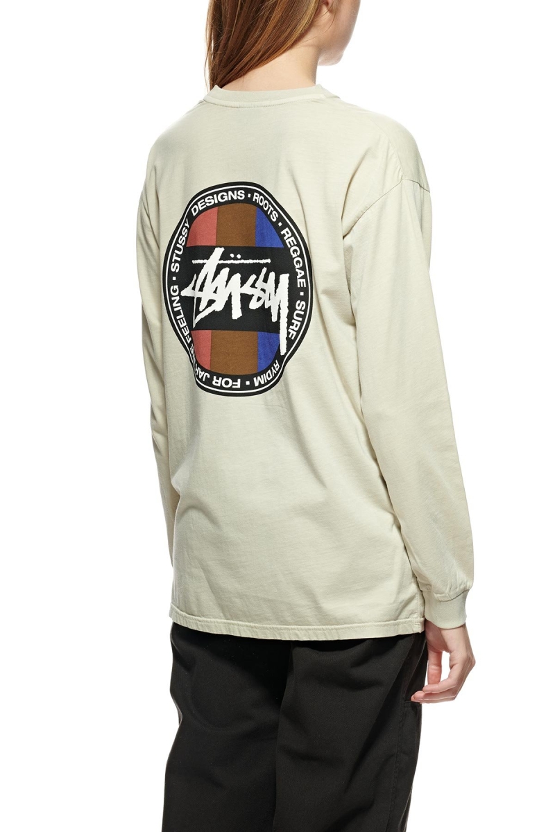 White Women's Stussy Roots Pigment LS Sweatshirts | AU0000952