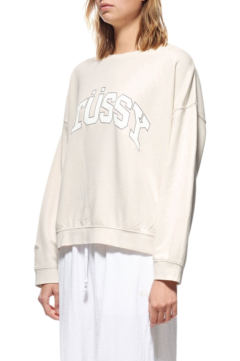 White Women's Stussy Scholarship BF Crew Sweaters | AU0000850