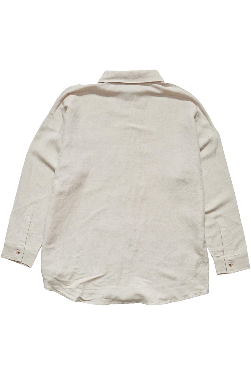 White Women's Stussy Shoreline BF Linen Shirt Sportswear | AU0000784