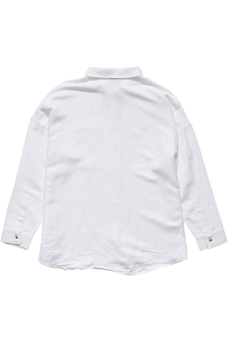 White Women's Stussy Shoreline BF Linen Shirt Sportswear | AU0000786