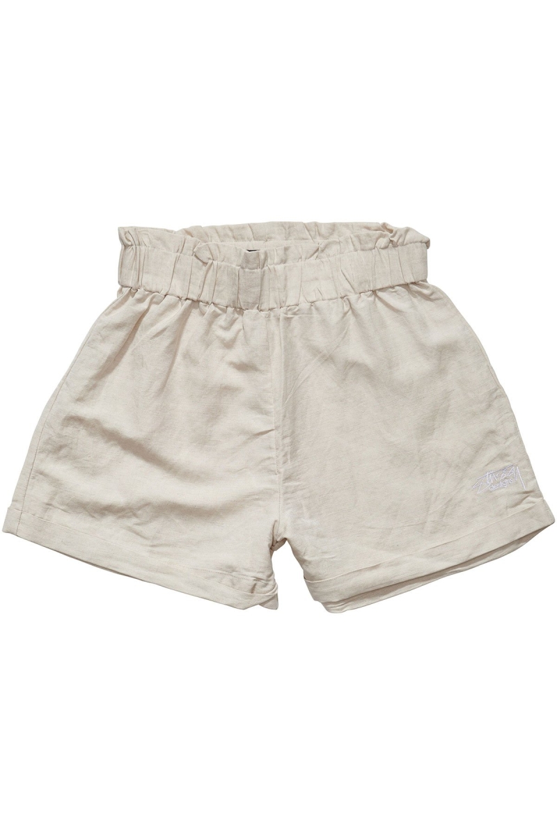 White Women\'s Stussy Shoreline Linen Beach Short Shorts | AU0000672