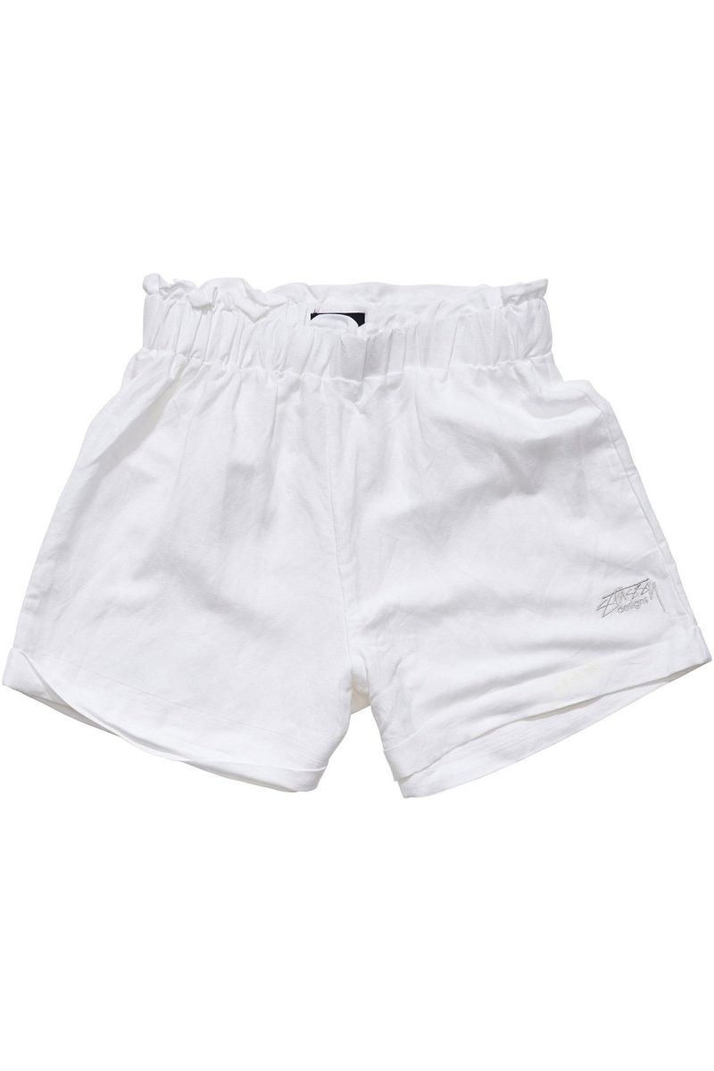 White Women\'s Stussy Shoreline Linen Beach Short Shorts | AU0000674