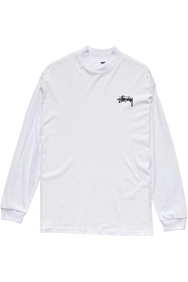 White Women's Stussy Shrooms Mock Neck LS Sweatshirts | AU0000954