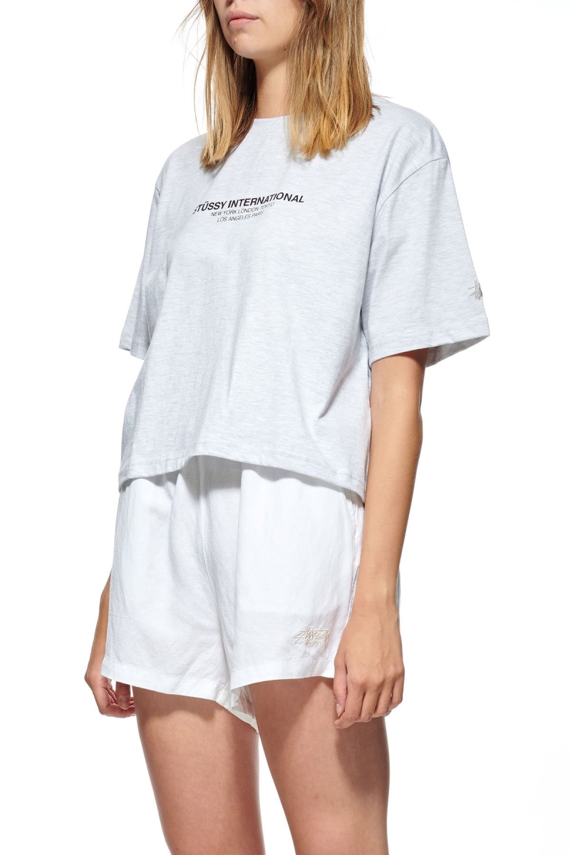 White Women's Stussy Text Waisted OS Tee Sportswear | AU0000798