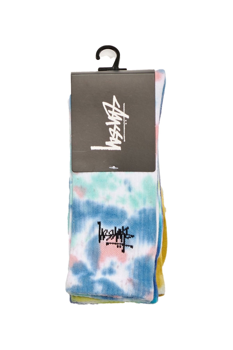 White Women's Stussy Tie Dye (3 Pack) Socks | AU0000745