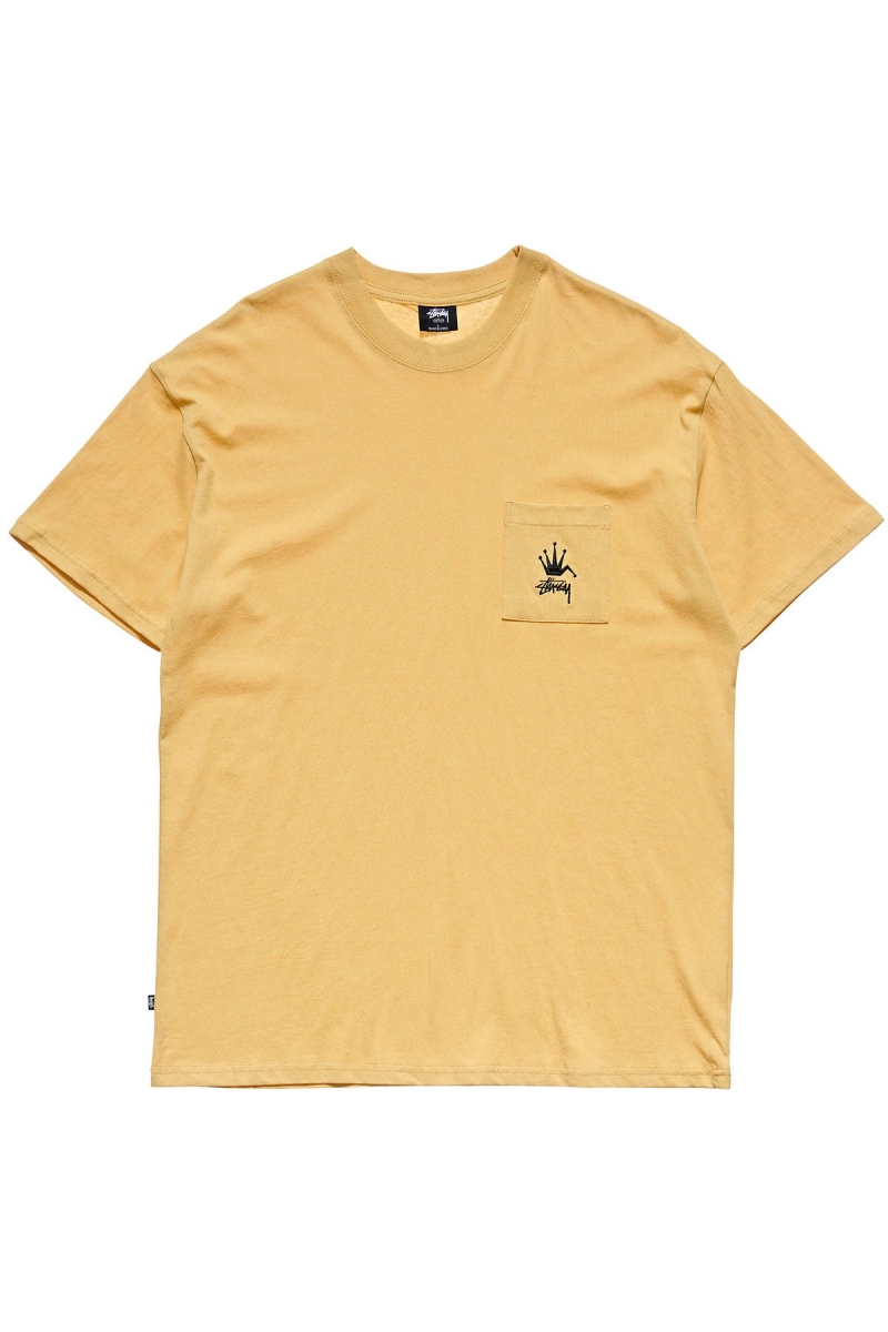 Yellow Men\'s Stussy Crown Pocket SS T Shirts | AU0000146