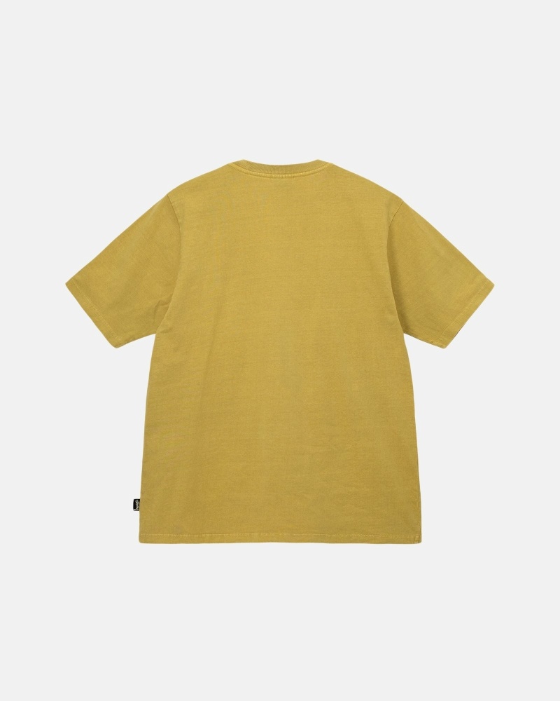 Yellow Men's Stussy Heavyweight Pigment Dyed Crew T Shirts | AU0000202