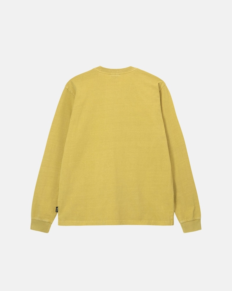 Yellow Men's Stussy Heavyweight Pigment Dyed Ls Crew T Shirts | AU0000209