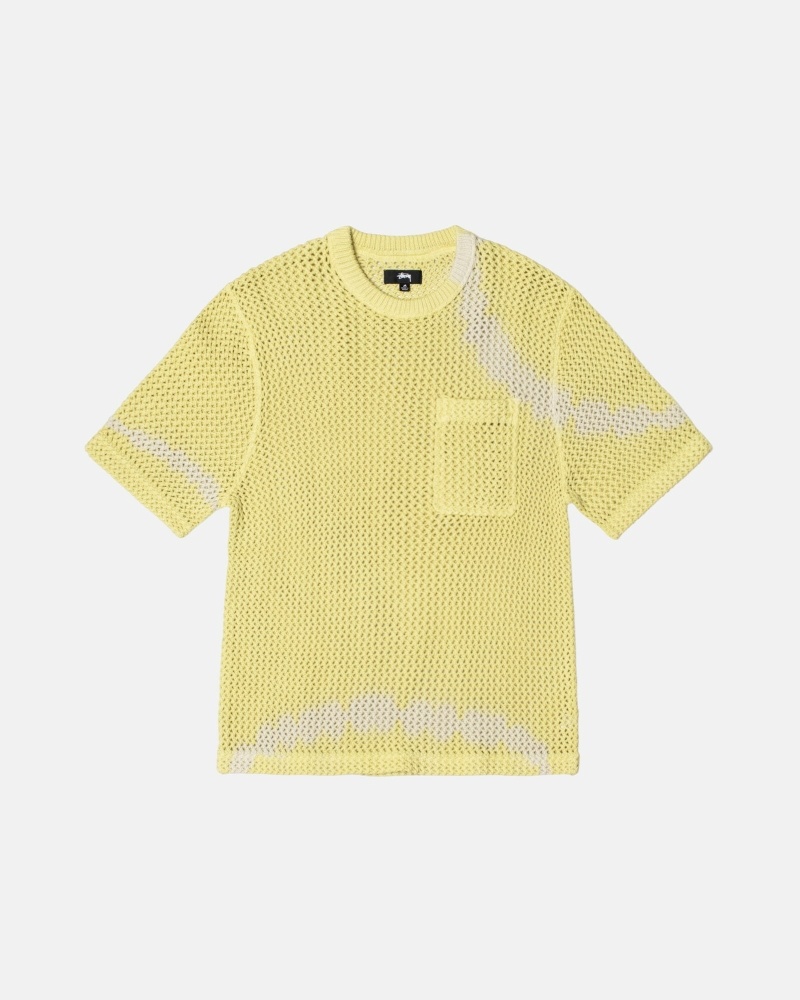 Yellow Men\'s Stussy O\'Dyed Heavyweight Mesh Crew T Shirts | AU0000250