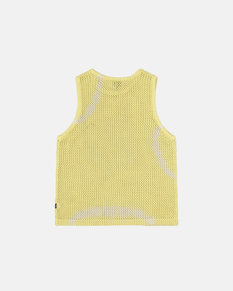 Yellow Men's Stussy O'Dyed Heavyweight Mesh Tanks | AU0000966