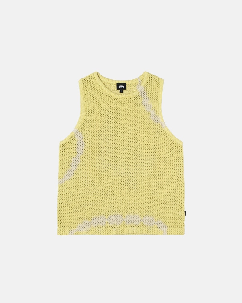 Yellow Men\'s Stussy O\'Dyed Heavyweight Mesh Tanks | AU0000966