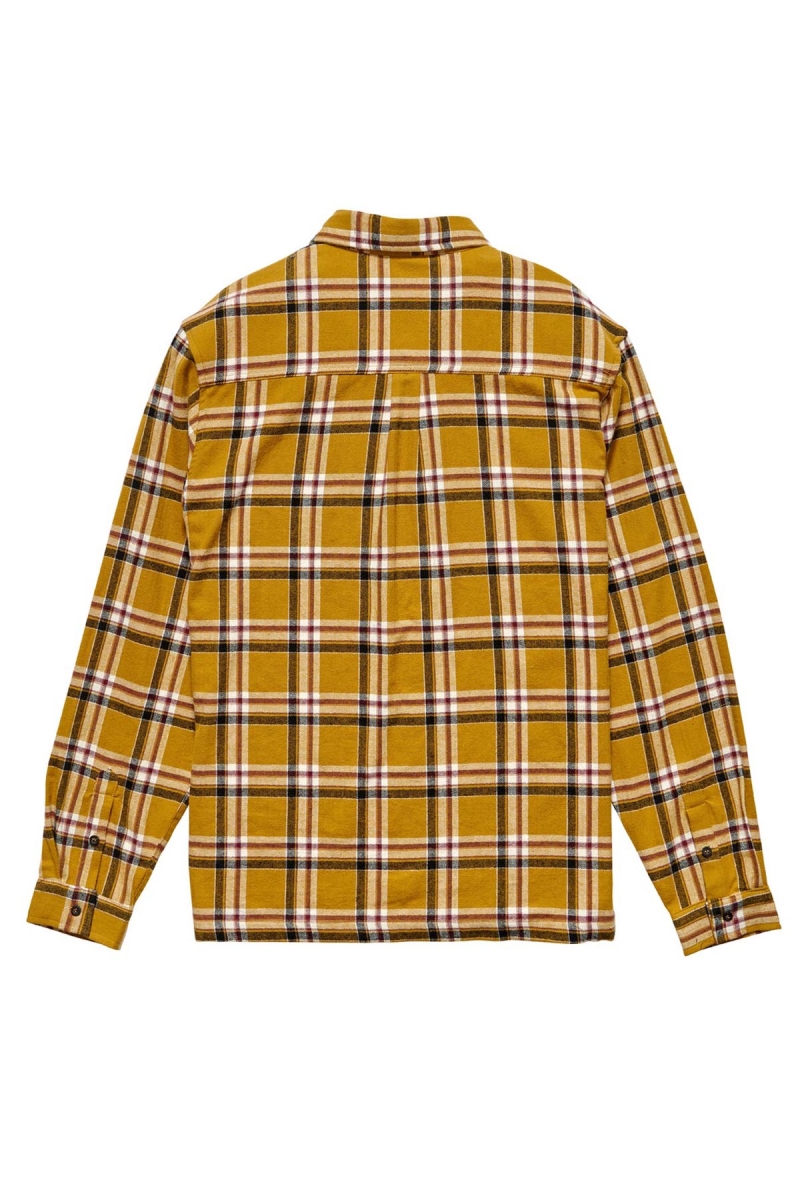 Yellow Men's Stussy Olsen Check LS Shirts | AU0000329