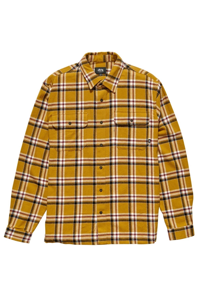 Yellow Men\'s Stussy Olsen Check LS Shirts | AU0000329