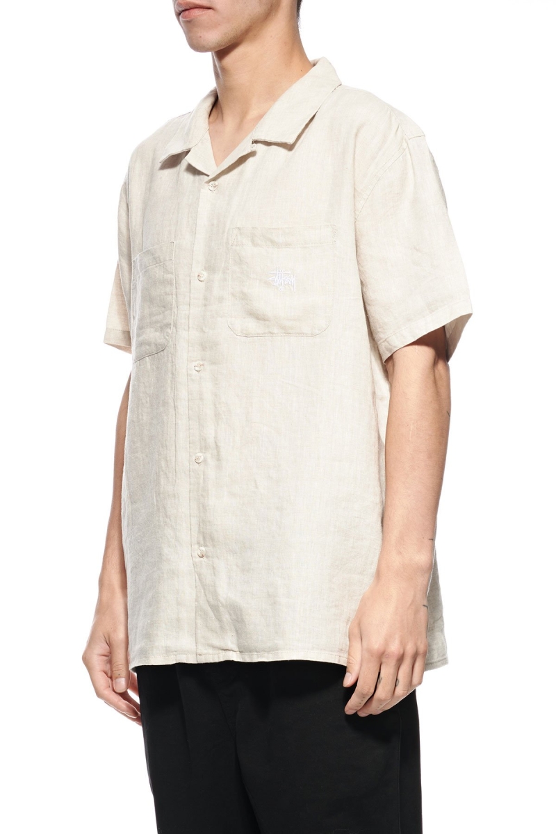 Yellow Men's Stussy Short Linen SS Shirts | AU0000333