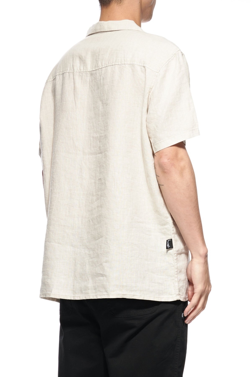 Yellow Men's Stussy Short Linen SS Shirts | AU0000333