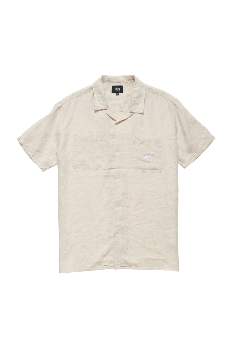 Yellow Men\'s Stussy Short Linen SS Shirts | AU0000333