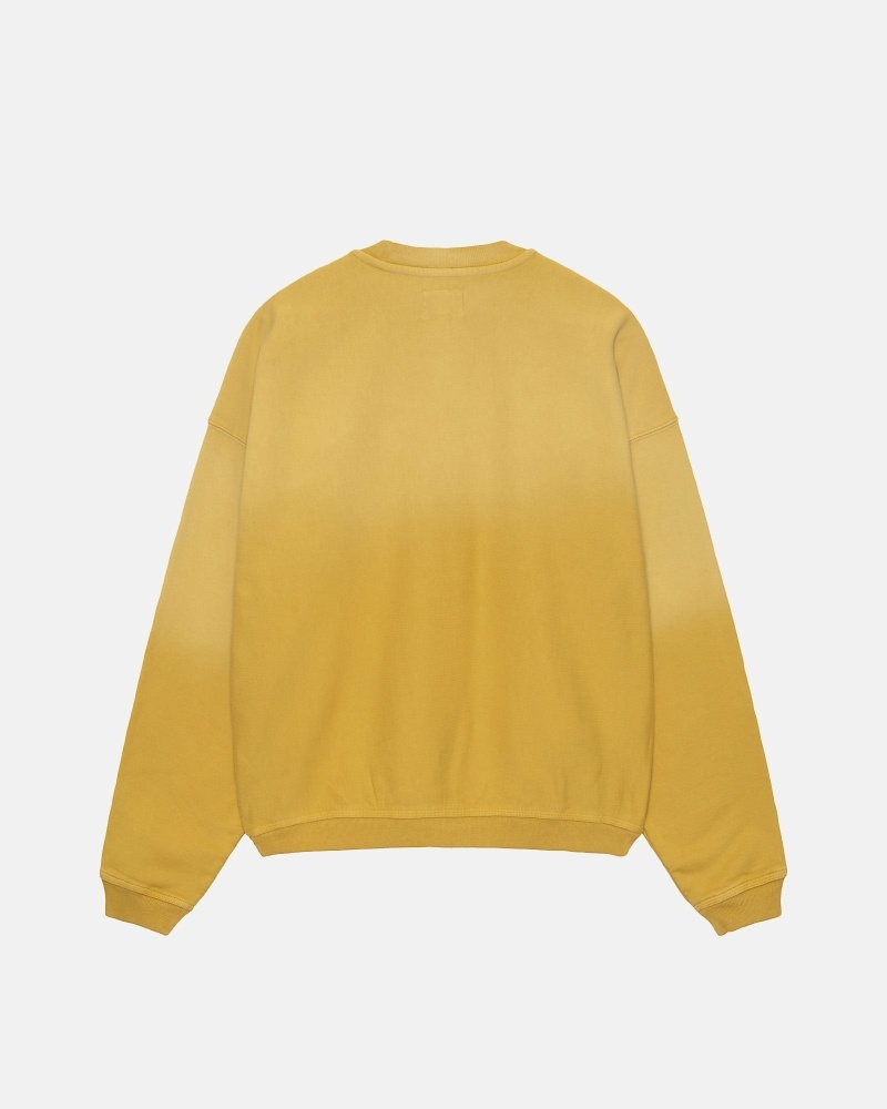 Yellow Men's Stussy Sun Faded Oversized Crew Hoodies | AU0000085