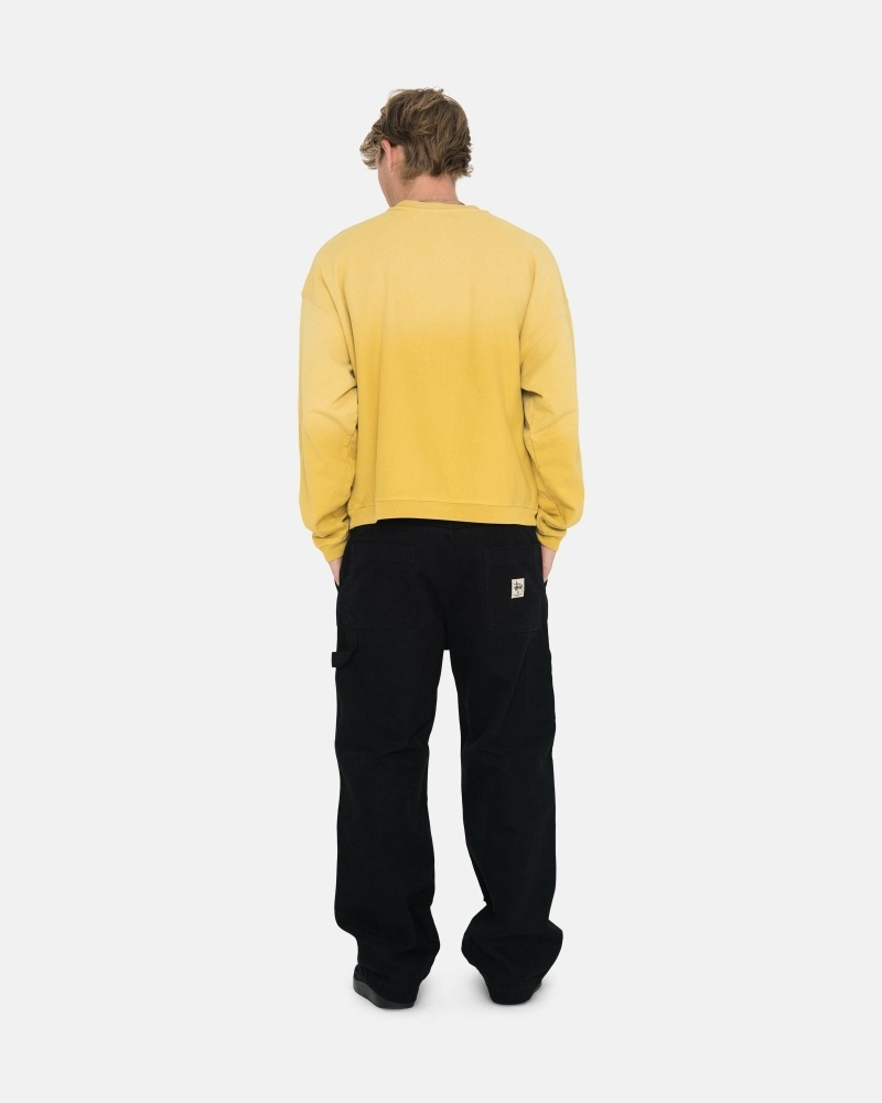 Yellow Men's Stussy Sun Faded Oversized Crew Hoodies | AU0000085