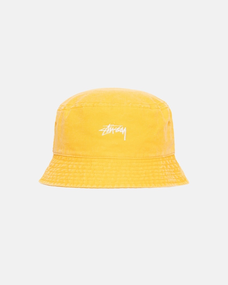 Yellow Men\'s Stussy Washed Stock Bucket Hats | AU0000508