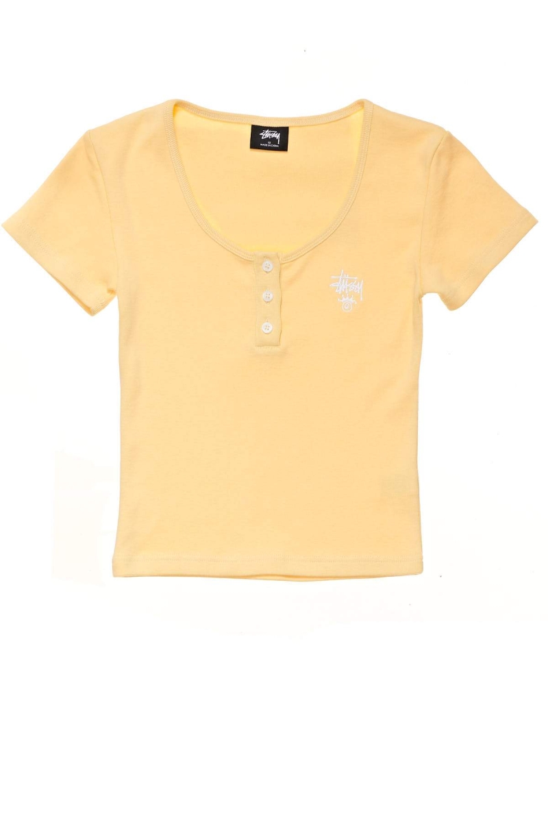 Yellow Women\'s Stussy Berk Scoop Neck T Shirts | AU0000113