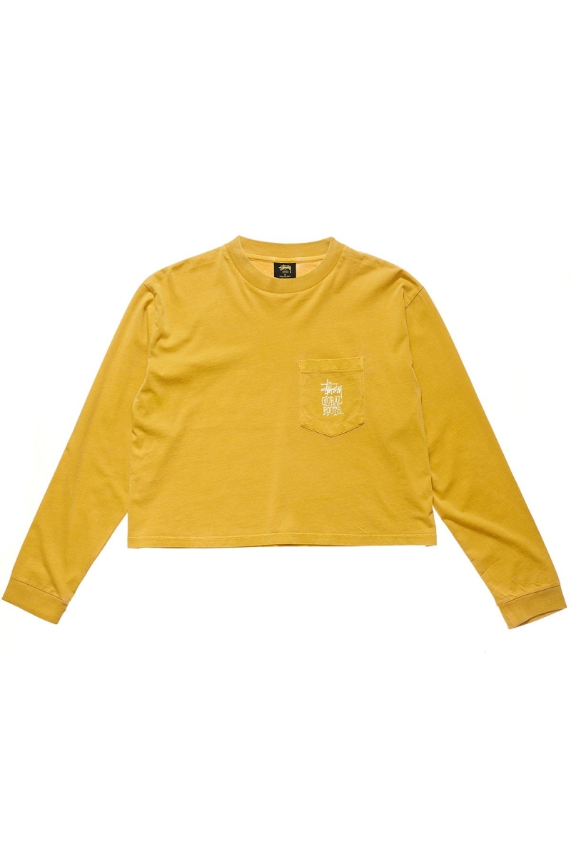 Yellow Women\'s Stussy Graffiti Pigment LS Boxy Sweatshirts | AU0000923