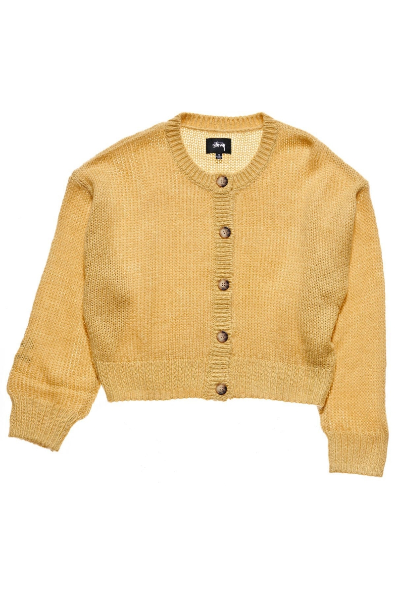 Yellow Women\'s Stussy Mable Button Up Cardy Sweaters | AU0000844