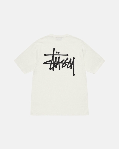 Beige Men's Stussy Basic Pigment Dyed T Shirts | AU0000105