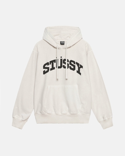 Beige Men's Stussy Block Sport Pigment Dyed Hoodies | AU0000019