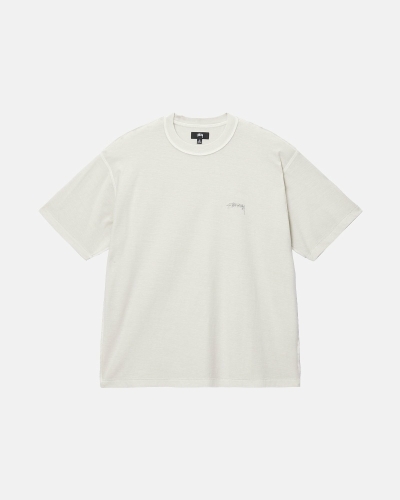 Beige Men's Stussy Lazy T Shirts | AU0000236