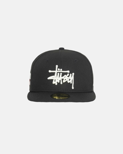 Black Men's Stussy Authentic New Era Caps | AU0000377