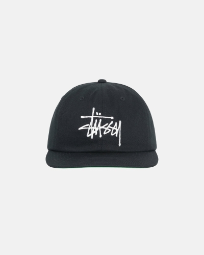 Black Men's Stussy Basic Strapback Caps | AU0000399