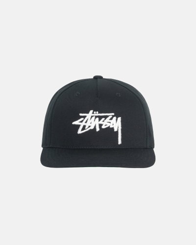 Black Men's Stussy Big Stock Point Crown Caps | AU0000412