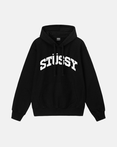 Black Men's Stussy Block Sport Pigment Dyed Hoodies | AU0000020