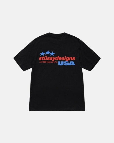 Black Men's Stussy Designs USA T Shirts | AU0000158