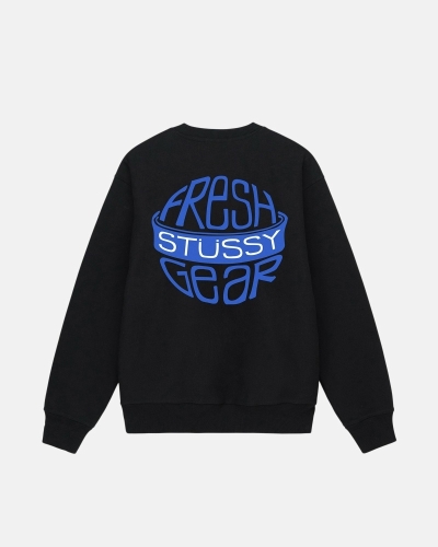 Black Men's Stussy Fresh Gear Crew Hoodies | AU0000043