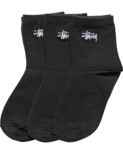 Black Men's Stussy Graffiti Crew (3 Pack) Socks | AU0000725