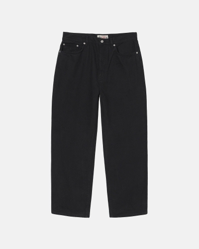 Black Men's Stussy Over Dyed Big Ol Jeans | AU0000522