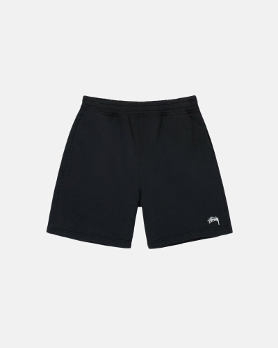 Black Men's Stussy Overdyed Stock Logo Shorts | AU0000659