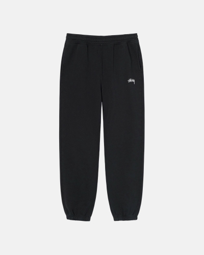 Black Men's Stussy Overdyed Stock Logo Sweatpants | AU0000884